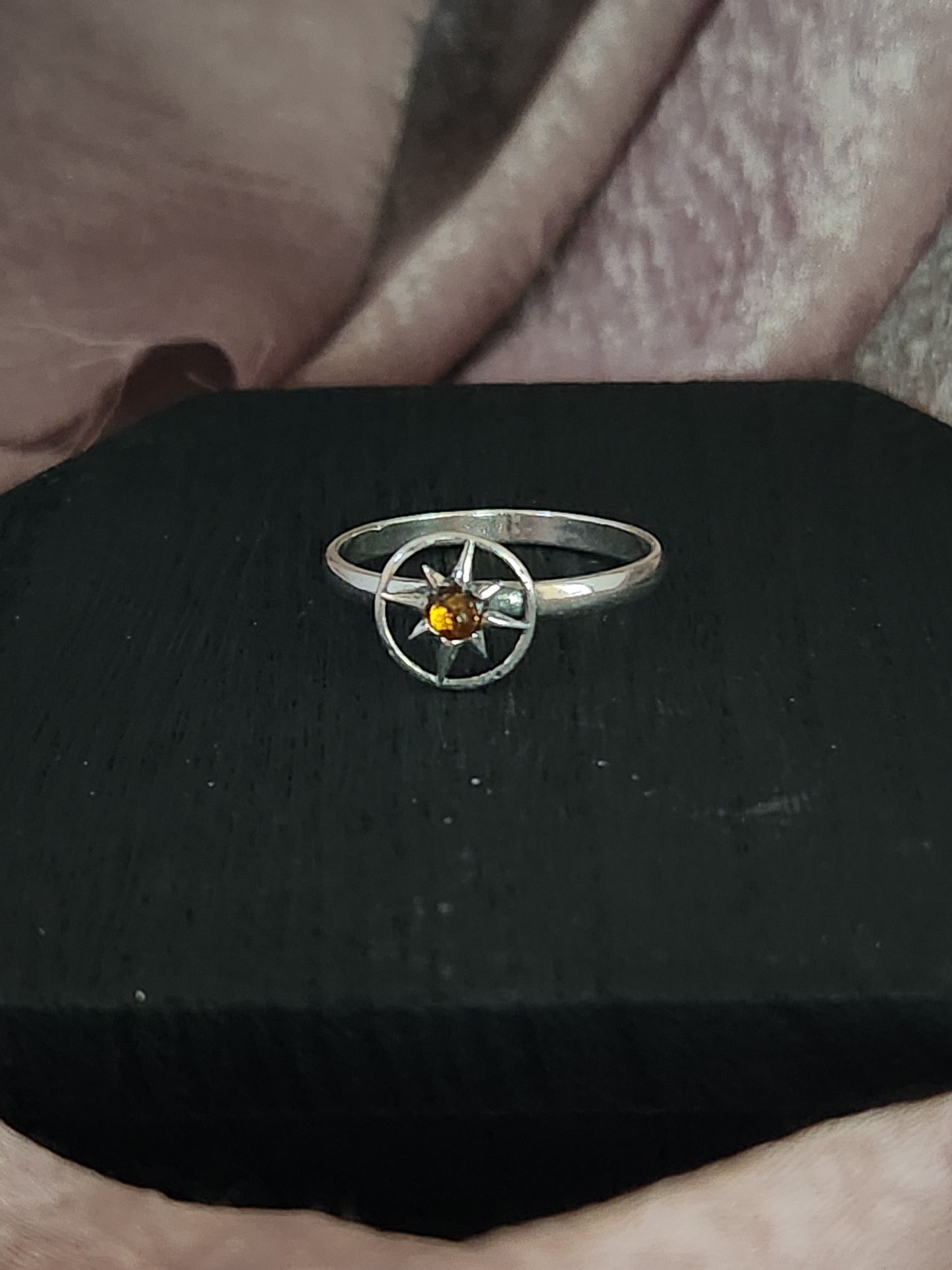 Amber Compass Ring