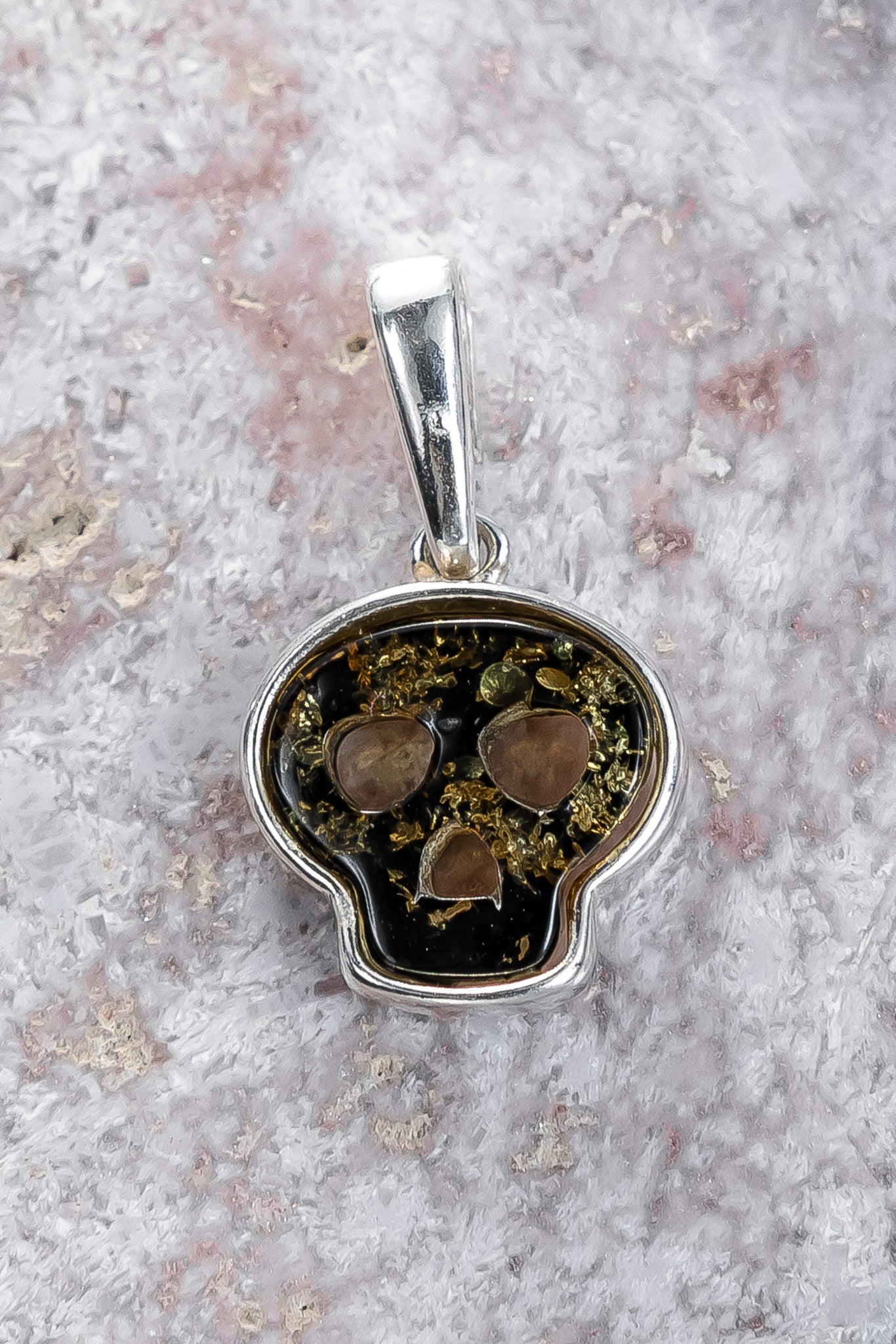 Mini Skull Amber Pendant