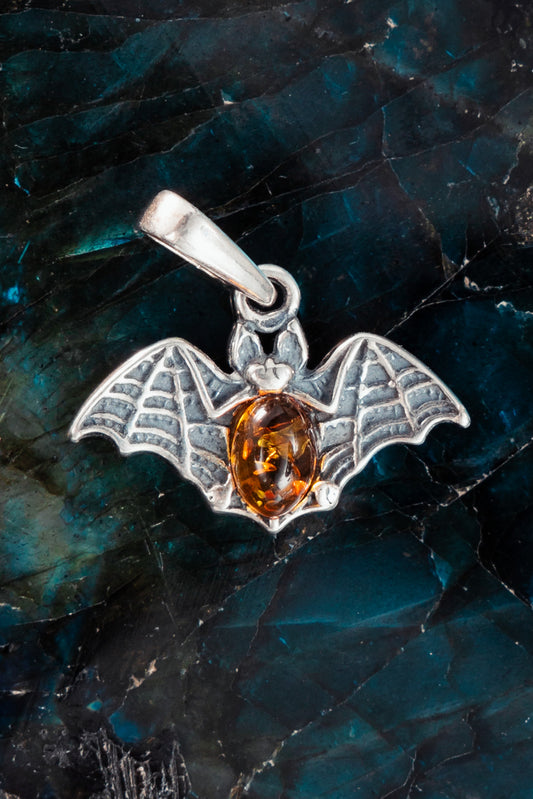 Small Bat Amber Pendant