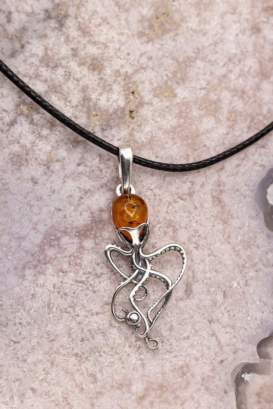 Small Octopus Regular Amber Pendant