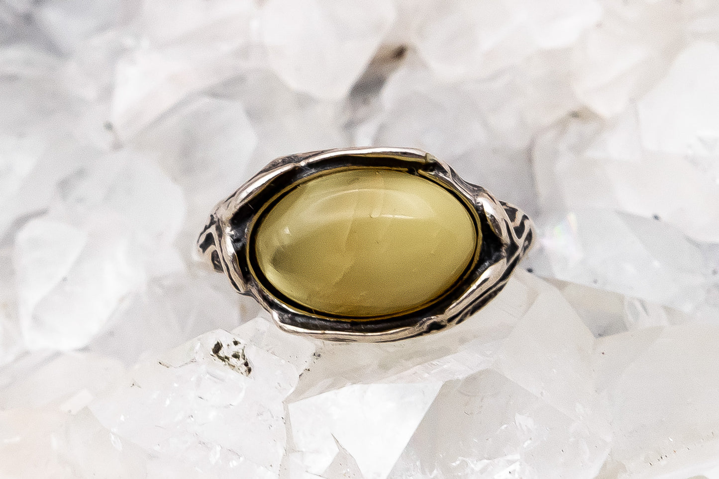 Butterscotch Amber Horizontal Oval Ring