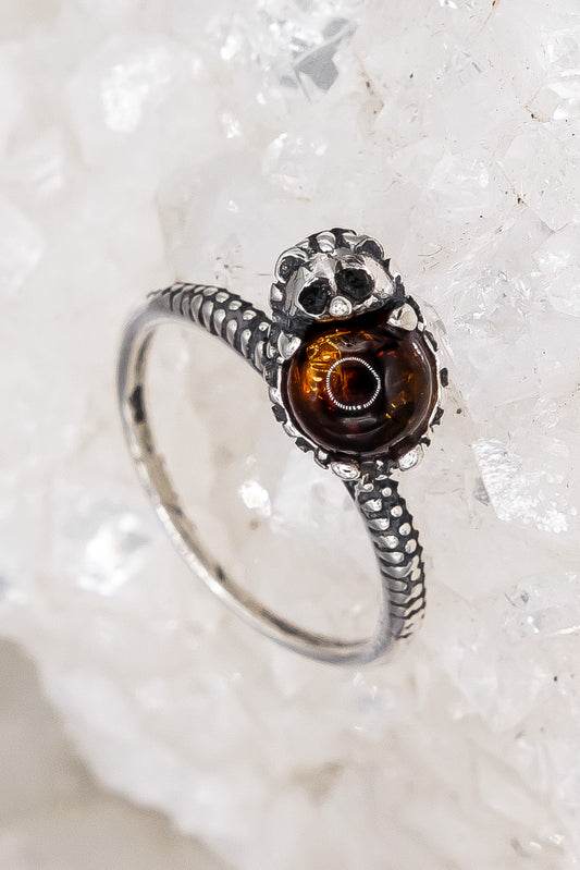 Cognac Amber Hedgehog Ring