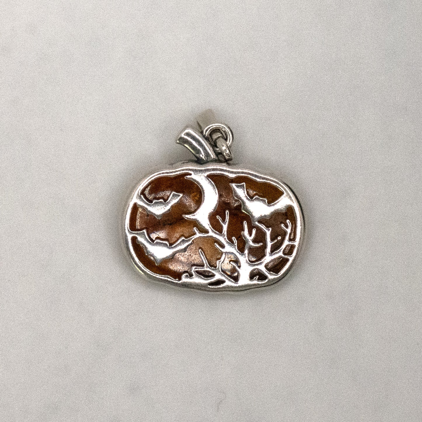 Bats, Tree & Moon Amber Pendant