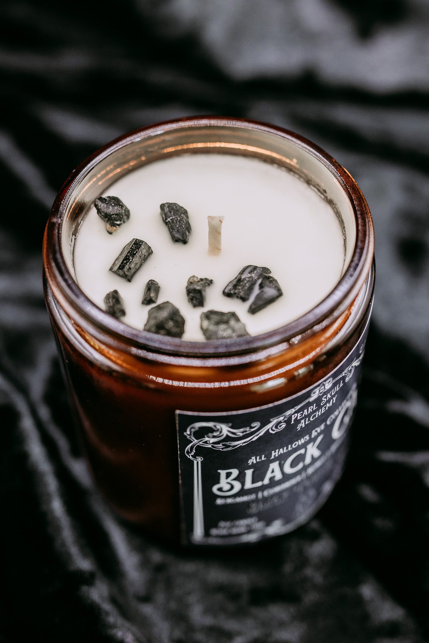 Black Cat Pearl Skull Alchemy Candle