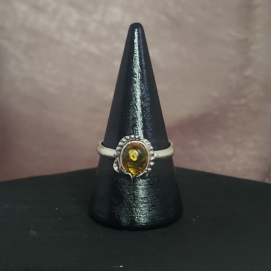 Citrine Amber Sterling Silver Ring