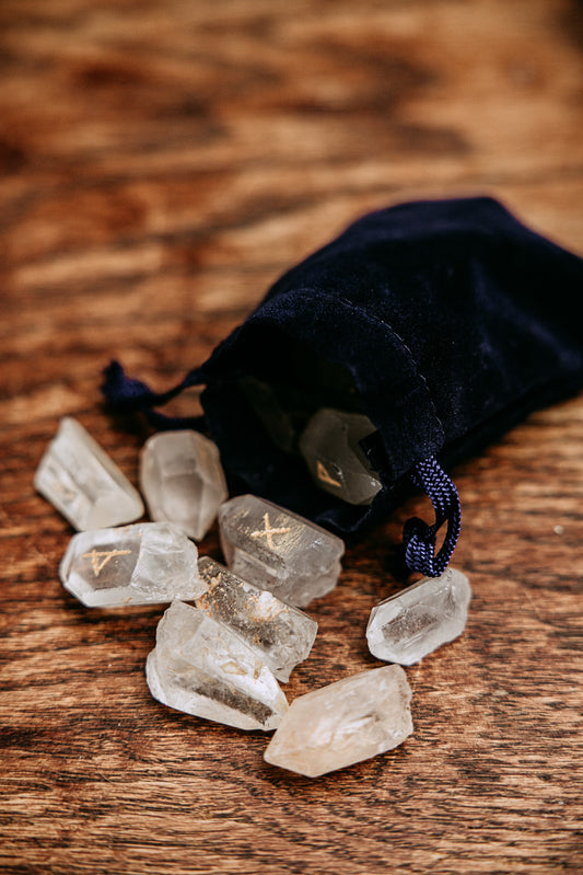 Raw Crystal Quartz Crystal Runes (Large)