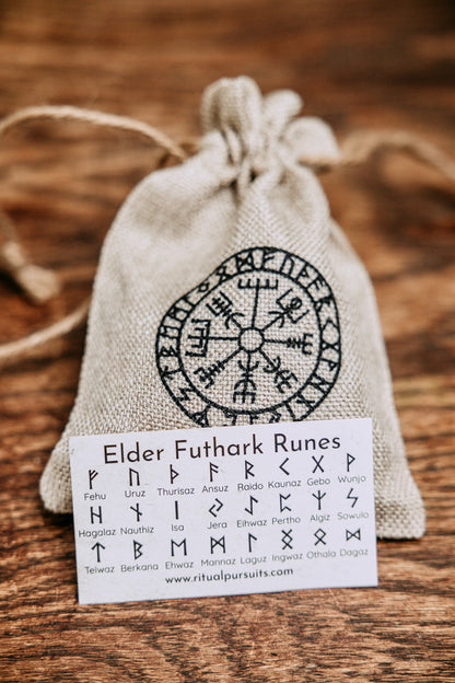 Elder Futark Runes - Wood in Pouch