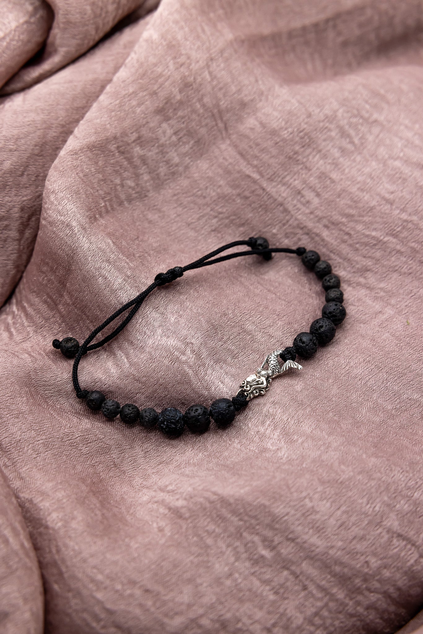 Lava Stone & Mermaid Bracelet