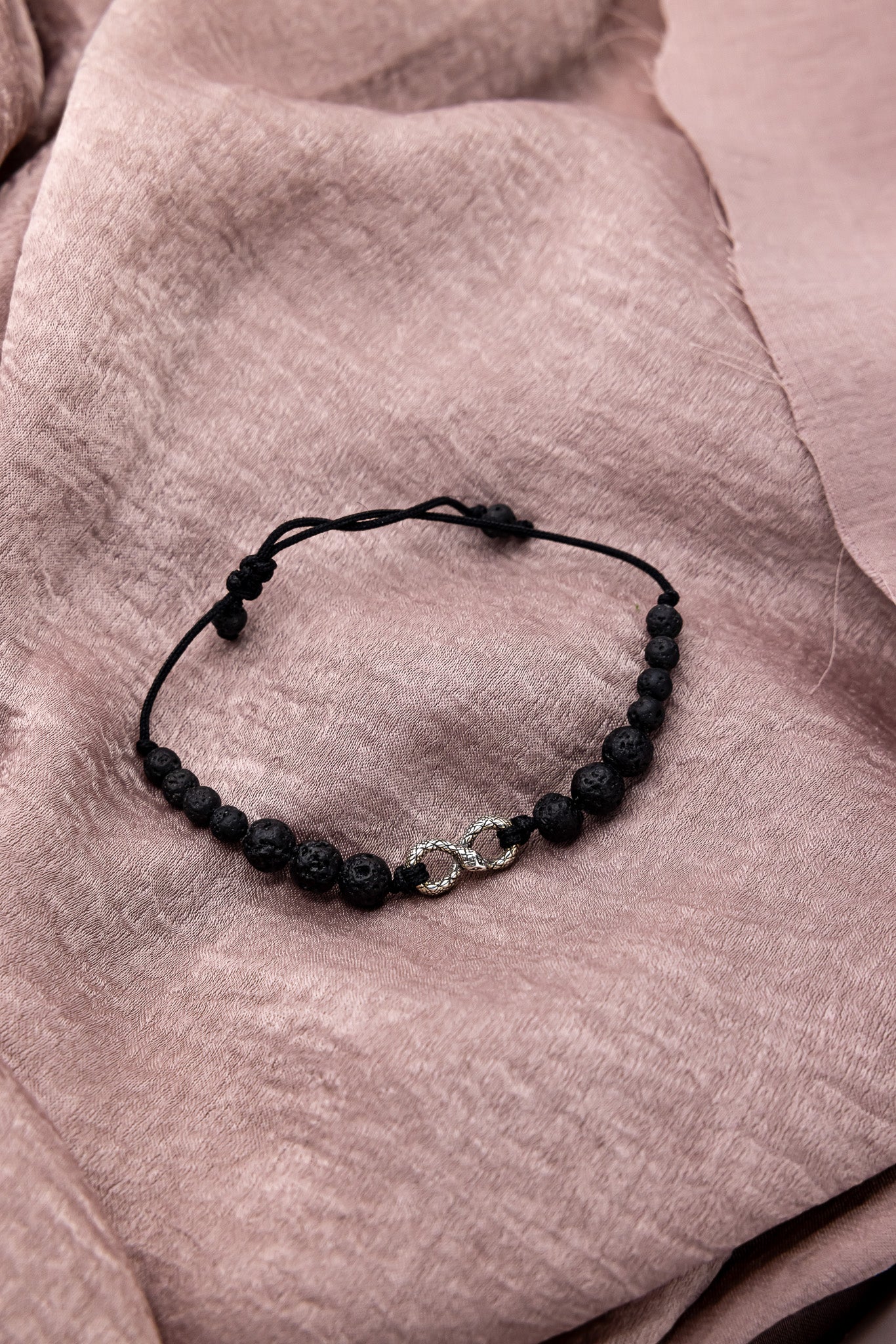 Lava Stone & Sterling Snake Bracelet