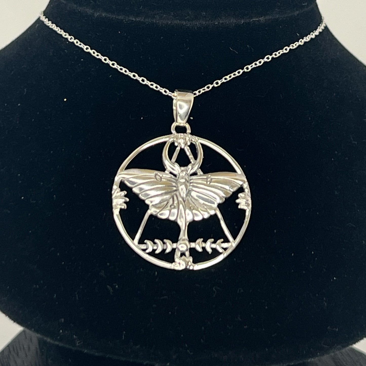 Sterling Silver Lunar Moth Pendant