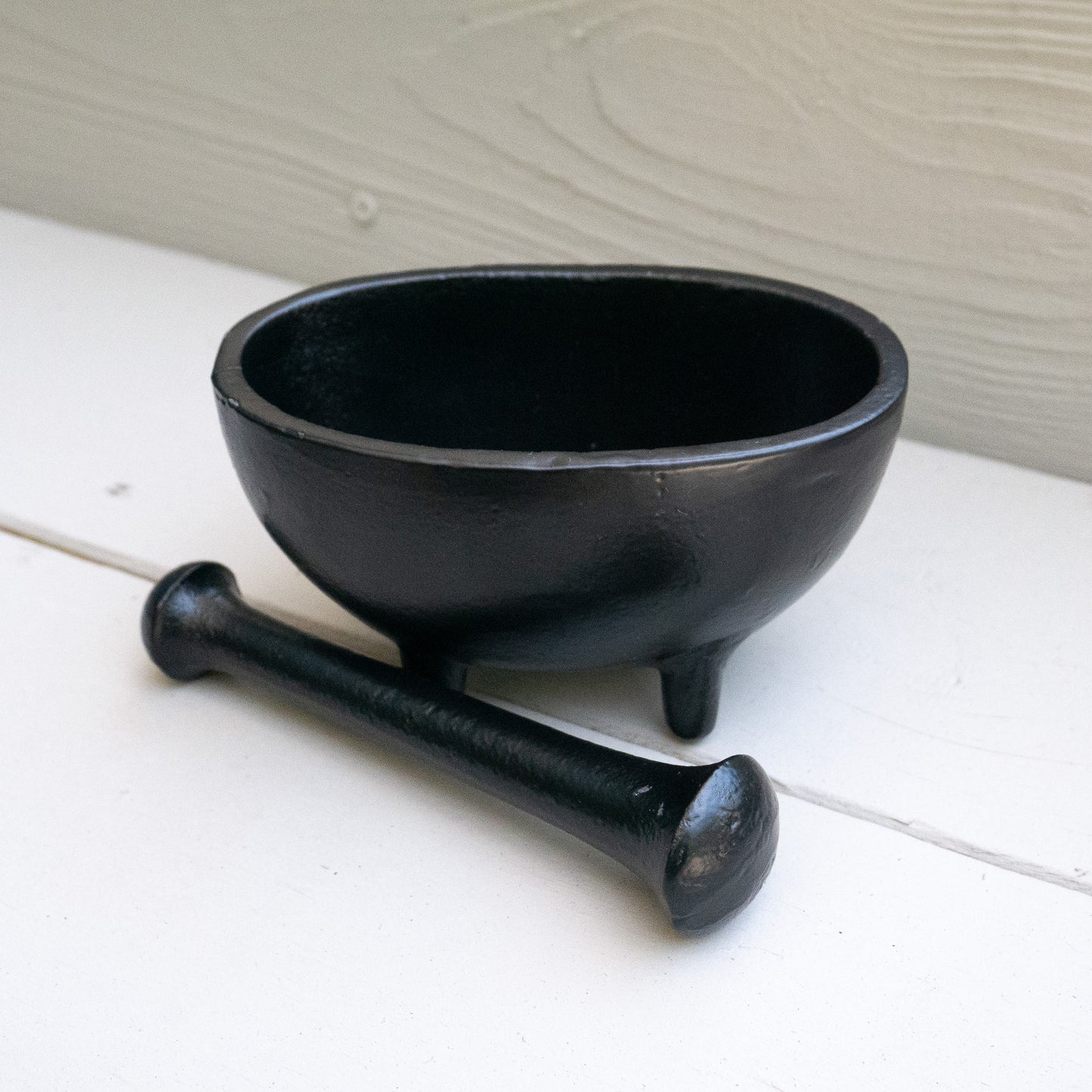 Large Cast Iron Mortar and Pestle