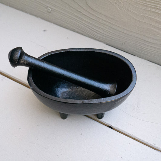 Large Cast Iron Mortar and Pestle