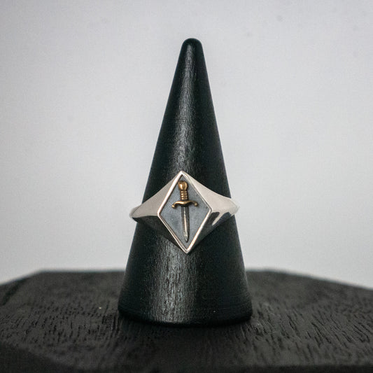 Nina Designs Signet Silver and Bronze Sword Ring