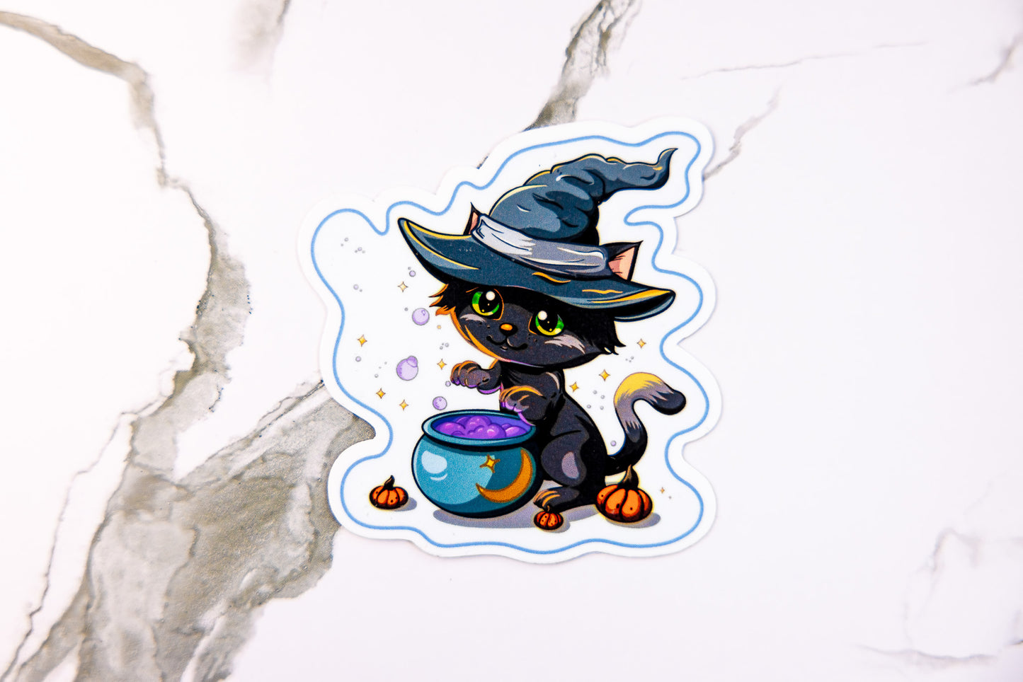 Black Cat with Cauldron Sticker