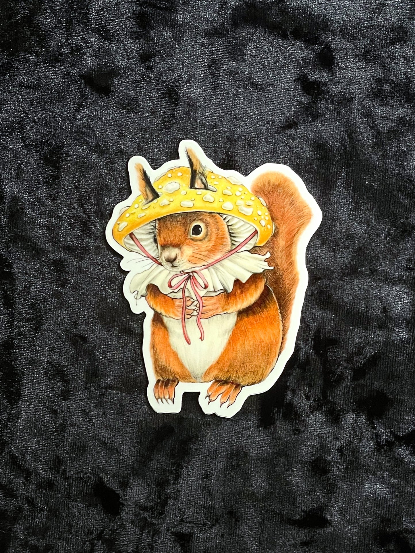 Red Squirrel in Mushroom Hat Sticker