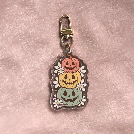 Retro Pumpkin Stack Cake Keychain