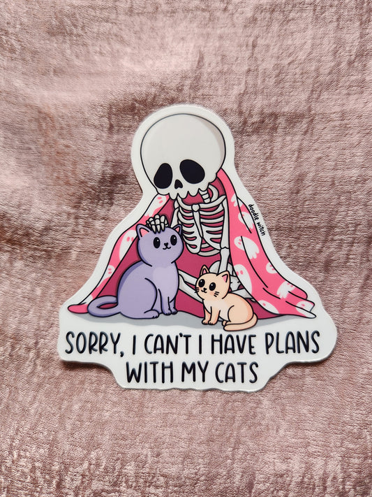 Sorry, I Have Plans with My Cat, Skeleton Sticker