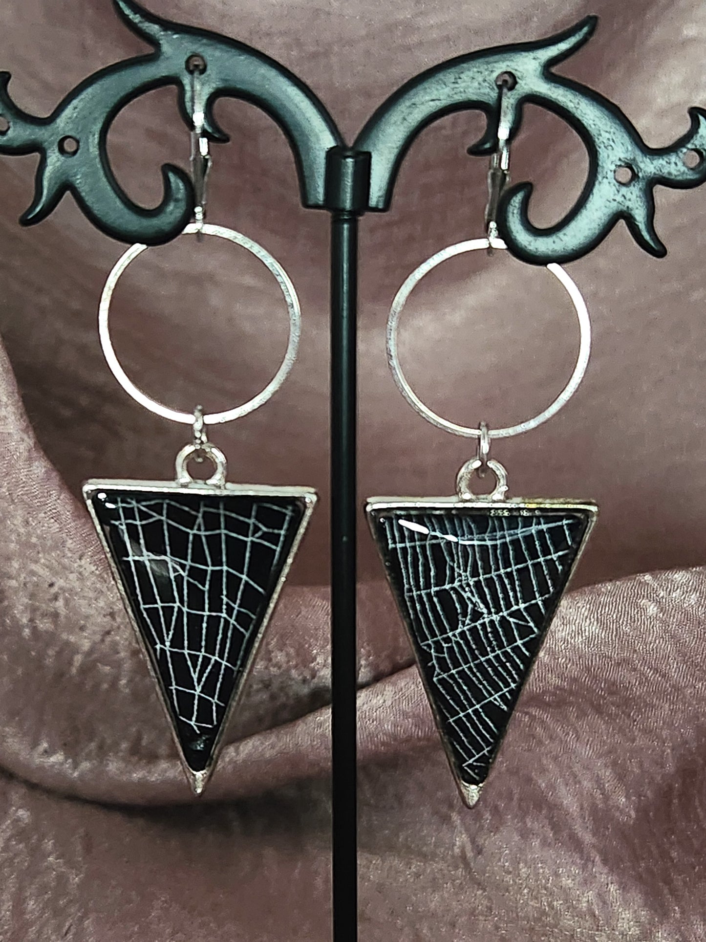 Spiderweb Triangle Earrings