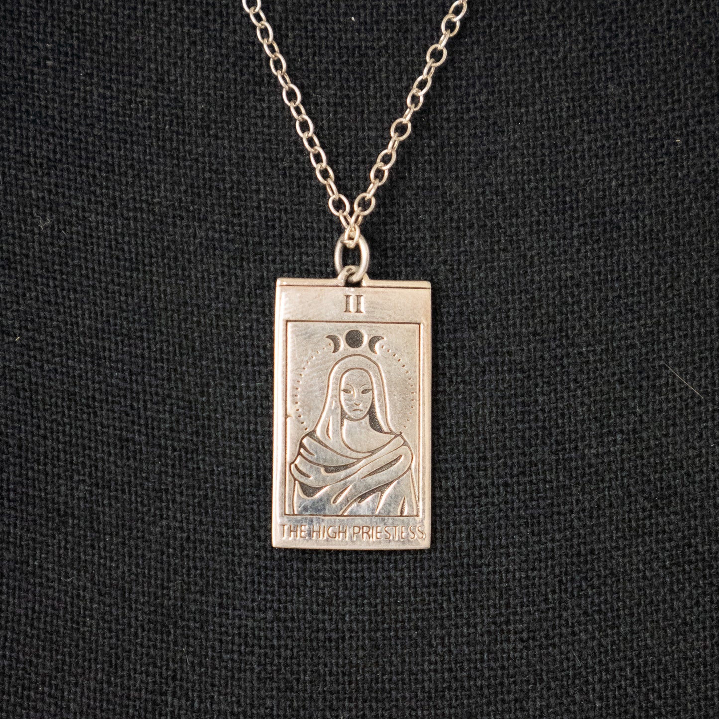 The High Priestess Tarot Card Necklace Silver