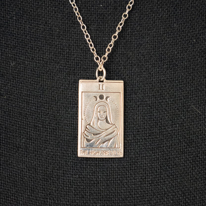 The High Priestess Tarot Card Necklace Silver